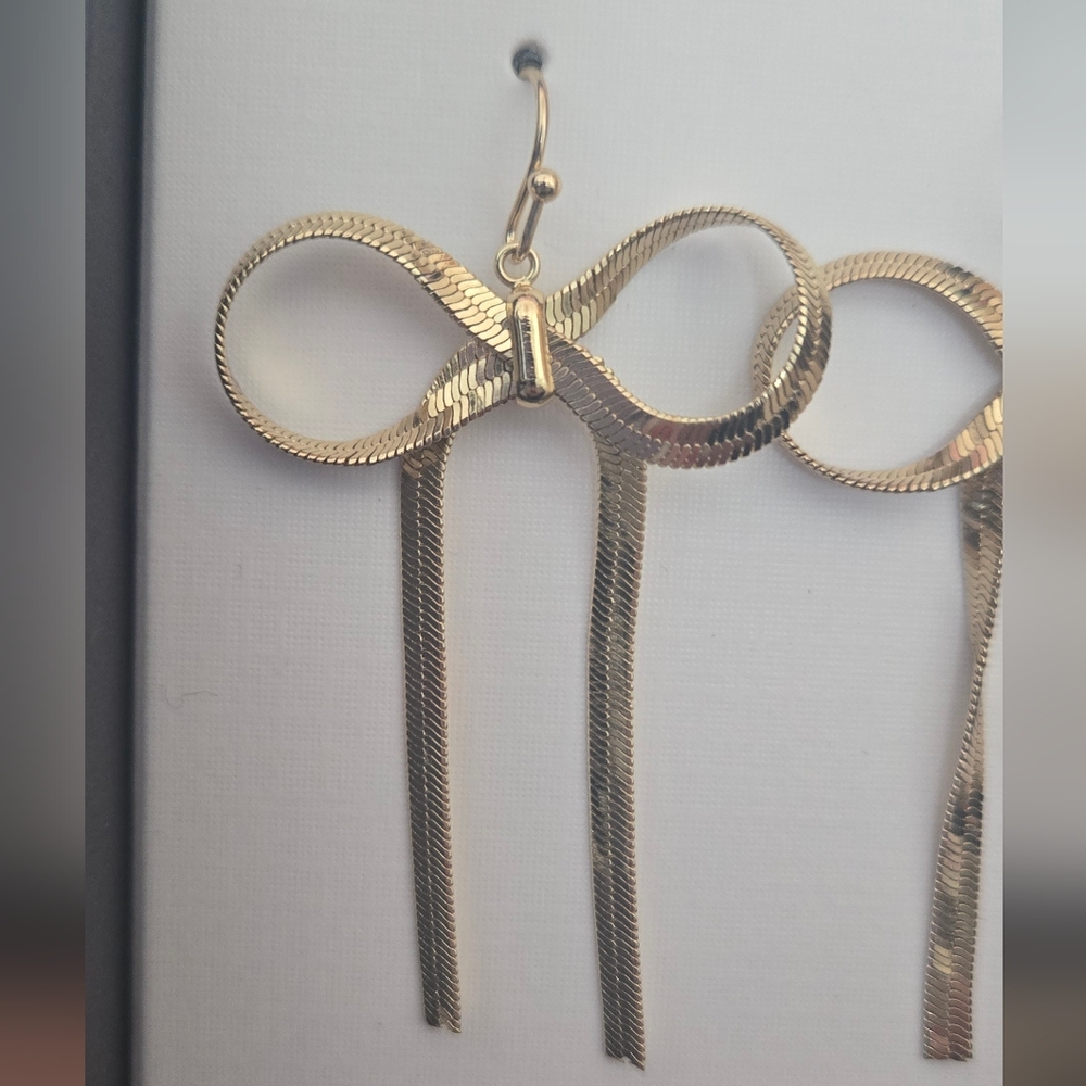 House of Harlow bow earrings NIB 14K Gold plated - Picture 2 of 6